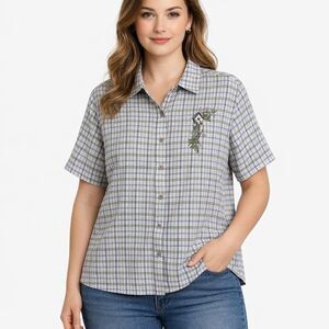 Plaid Shirt Size XL Northern Reflections Cotton Embroidered Plaid